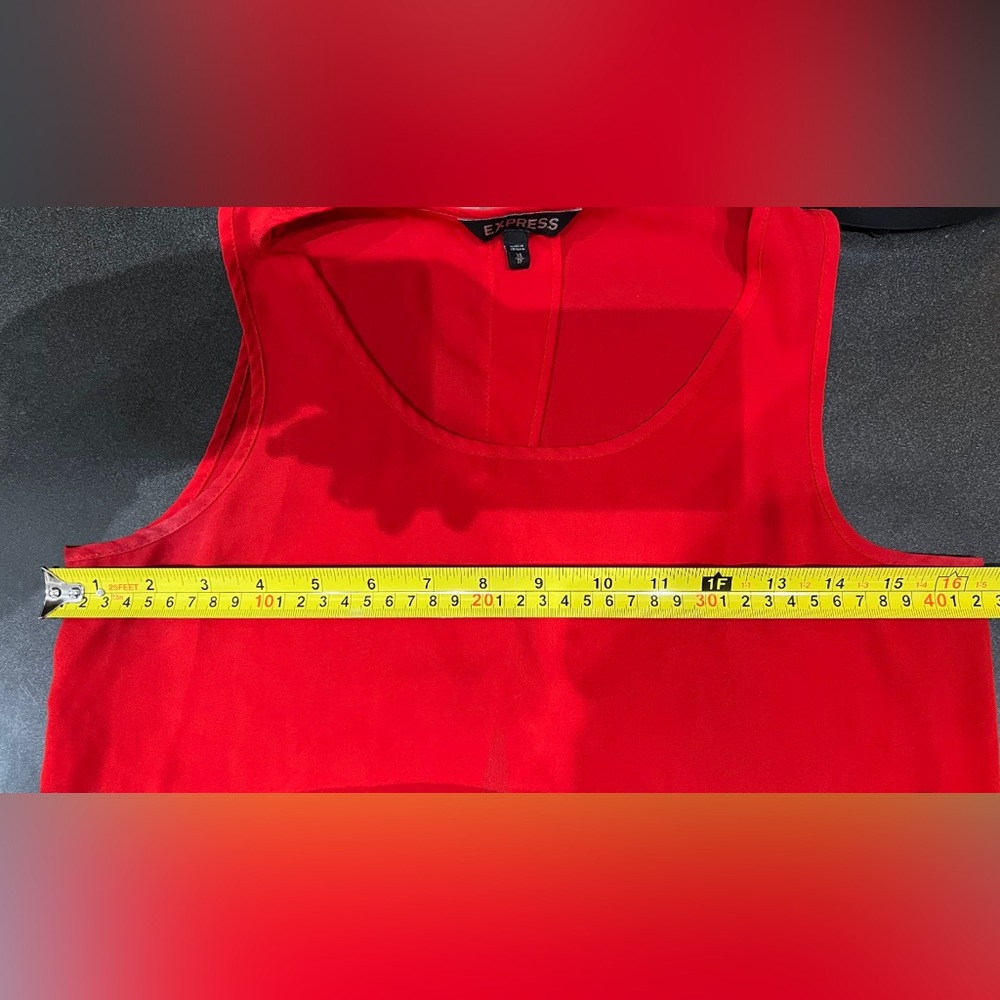 Express open back red tank sleeveless top XS Christmas silk-like polyester LN - Picture 6 of 6